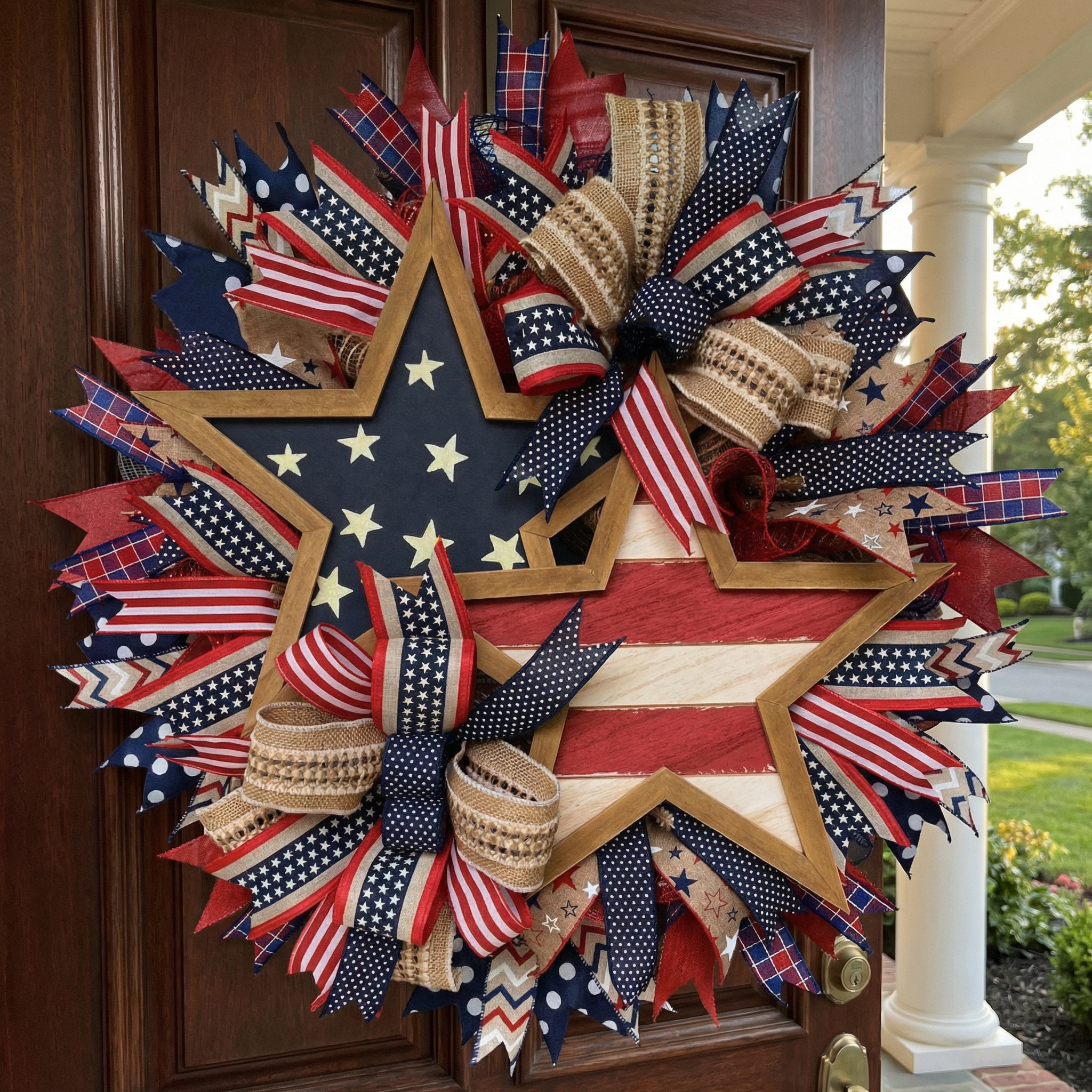 Patriotic Independence Day Wreath for Front Door
