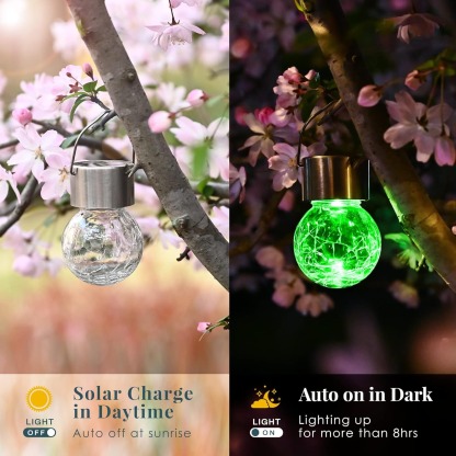 🎄2025 Christmas On Sale✨2 Pack Hanging Solar Lights Outdoor