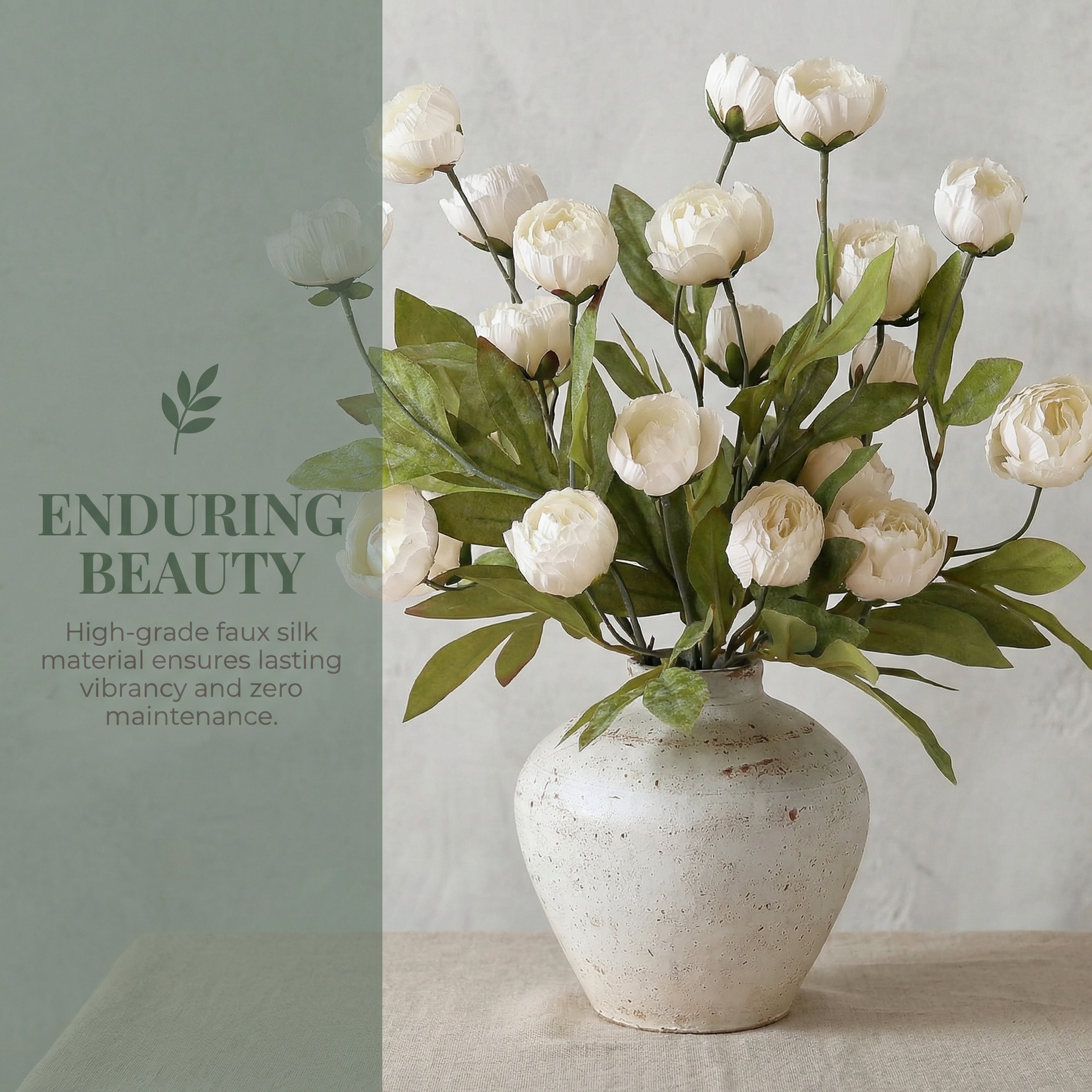 5 PCS Faux Silk Peony Artificial Flowers 