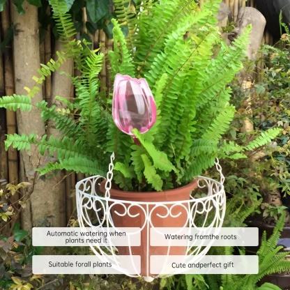 Tulip-Shaped Plant Watering Globes with Narrow Nozzle Slow-Drip Design