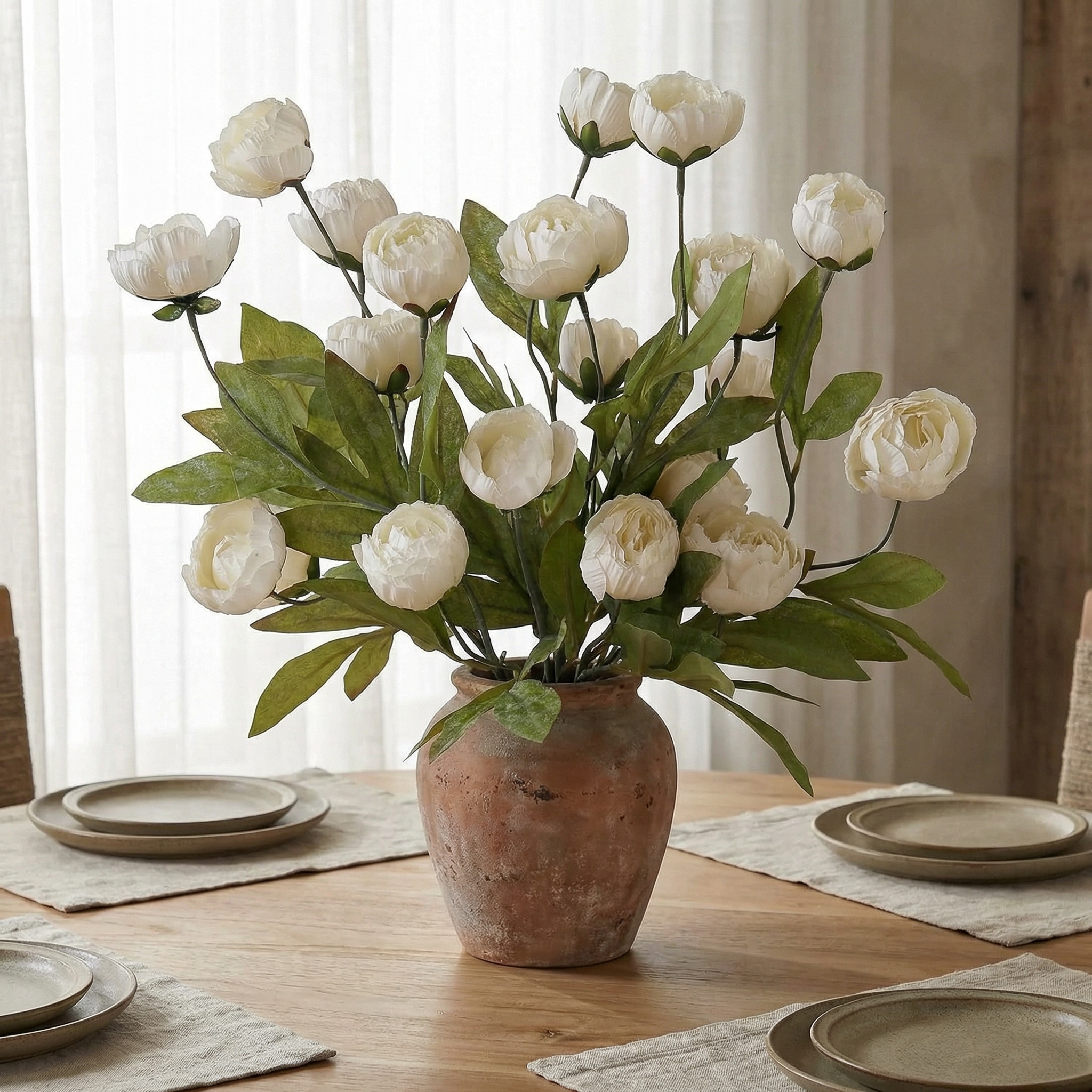 5 PCS Faux Silk Peony Artificial Flowers 