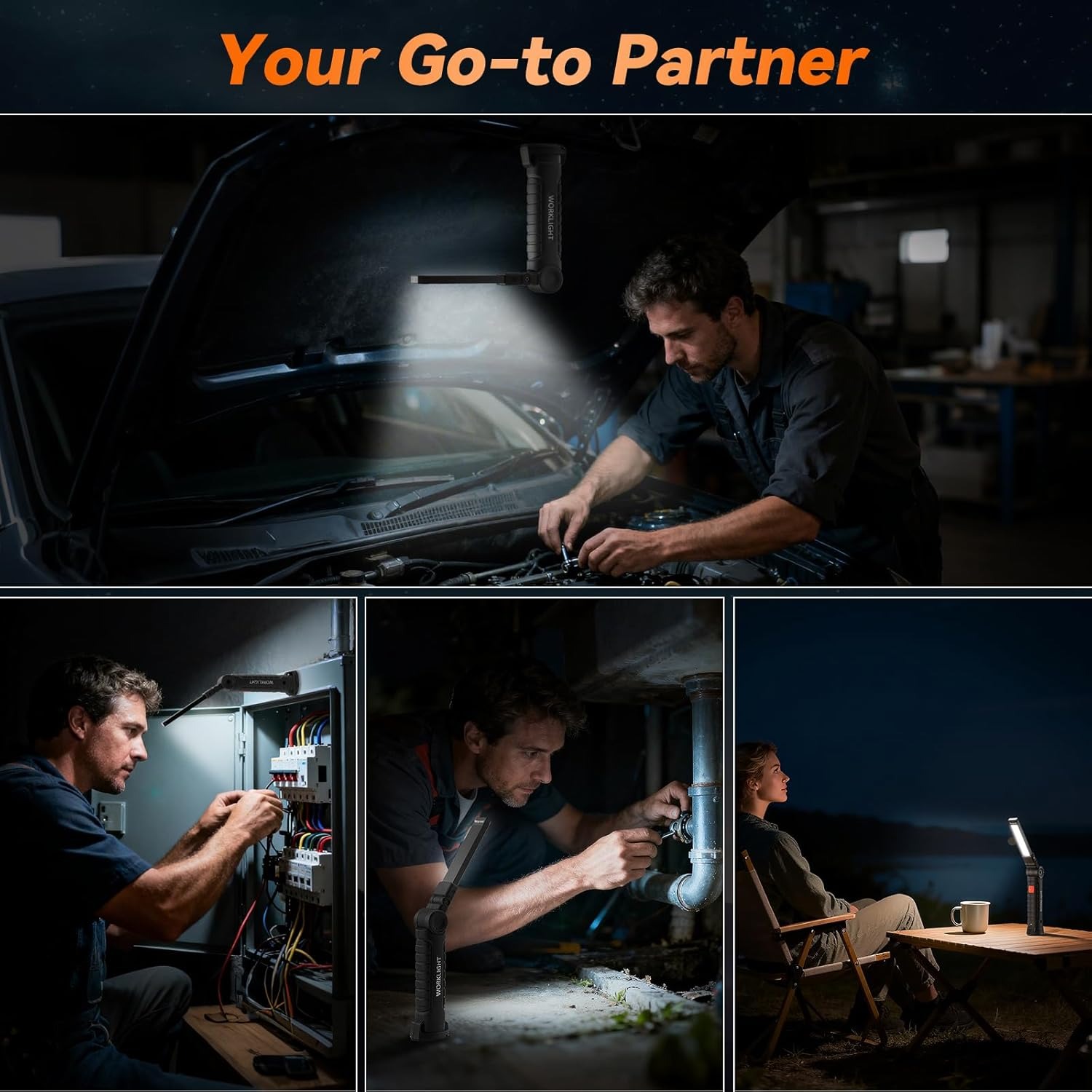 Rechargeable LED Work Lights with Magnetic Base