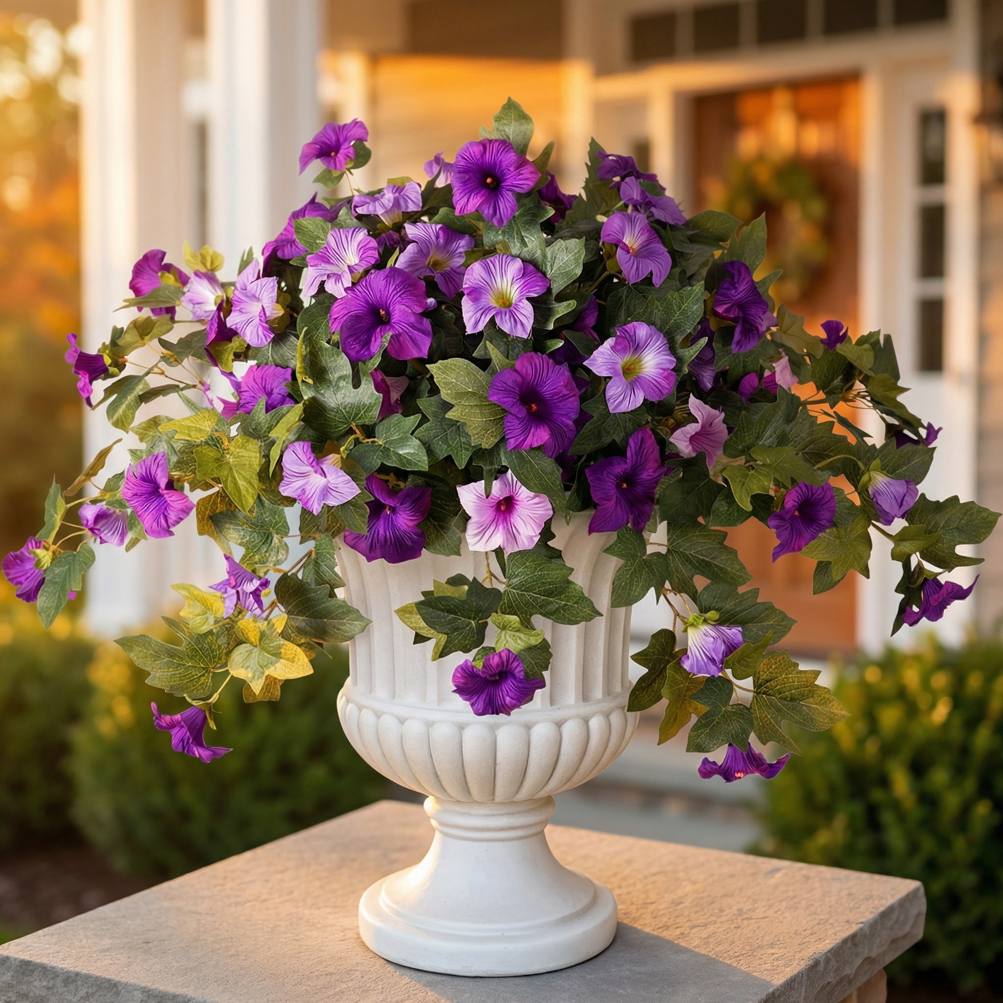 Artificial UV Resistant Faux Silk Petunia Flowers for Outdoors