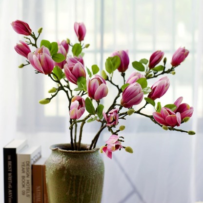 Artificial Magnolia Flower Branches Stem