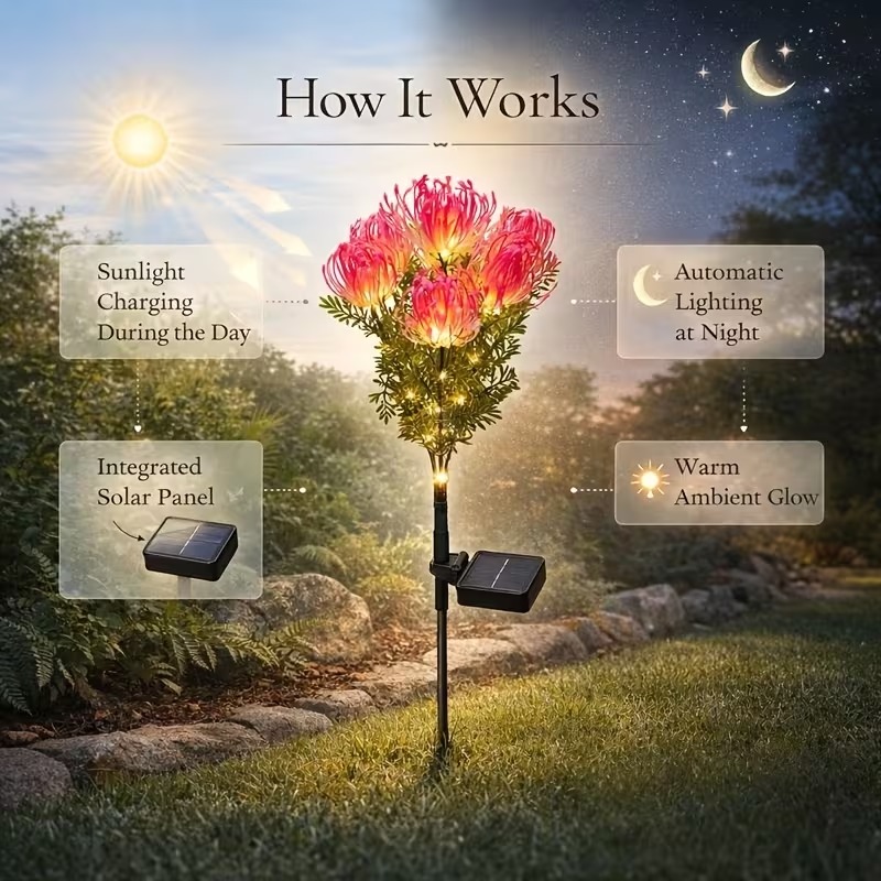 Set of  2 Outdoor Solar Lycoris Flower Garden Lights