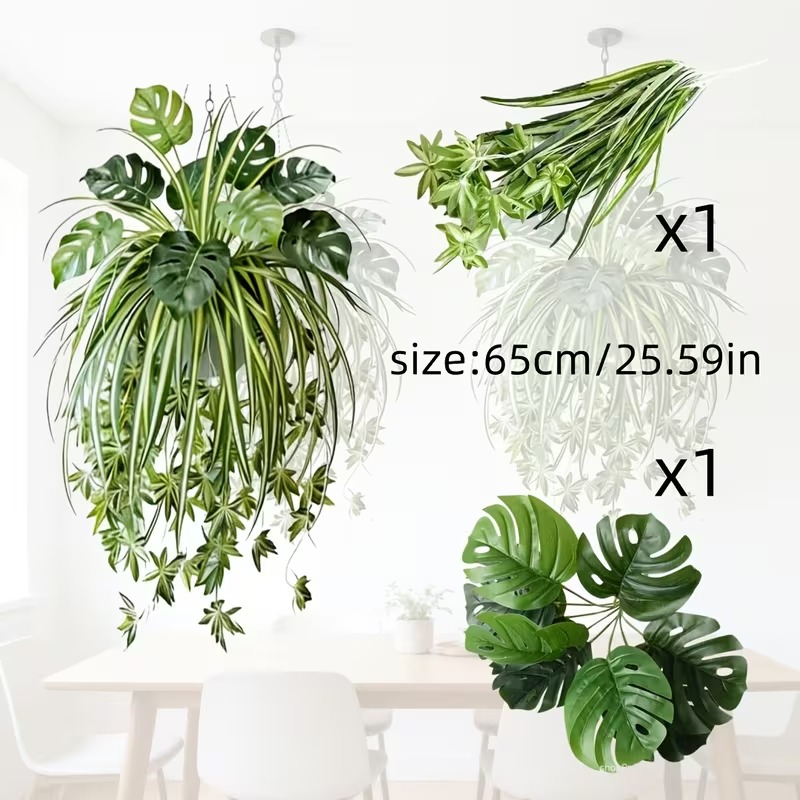 Spring Special Artificial Plant Combination Hanging Basket - 9 Turtle Back Leaves + 1 Spider Plant