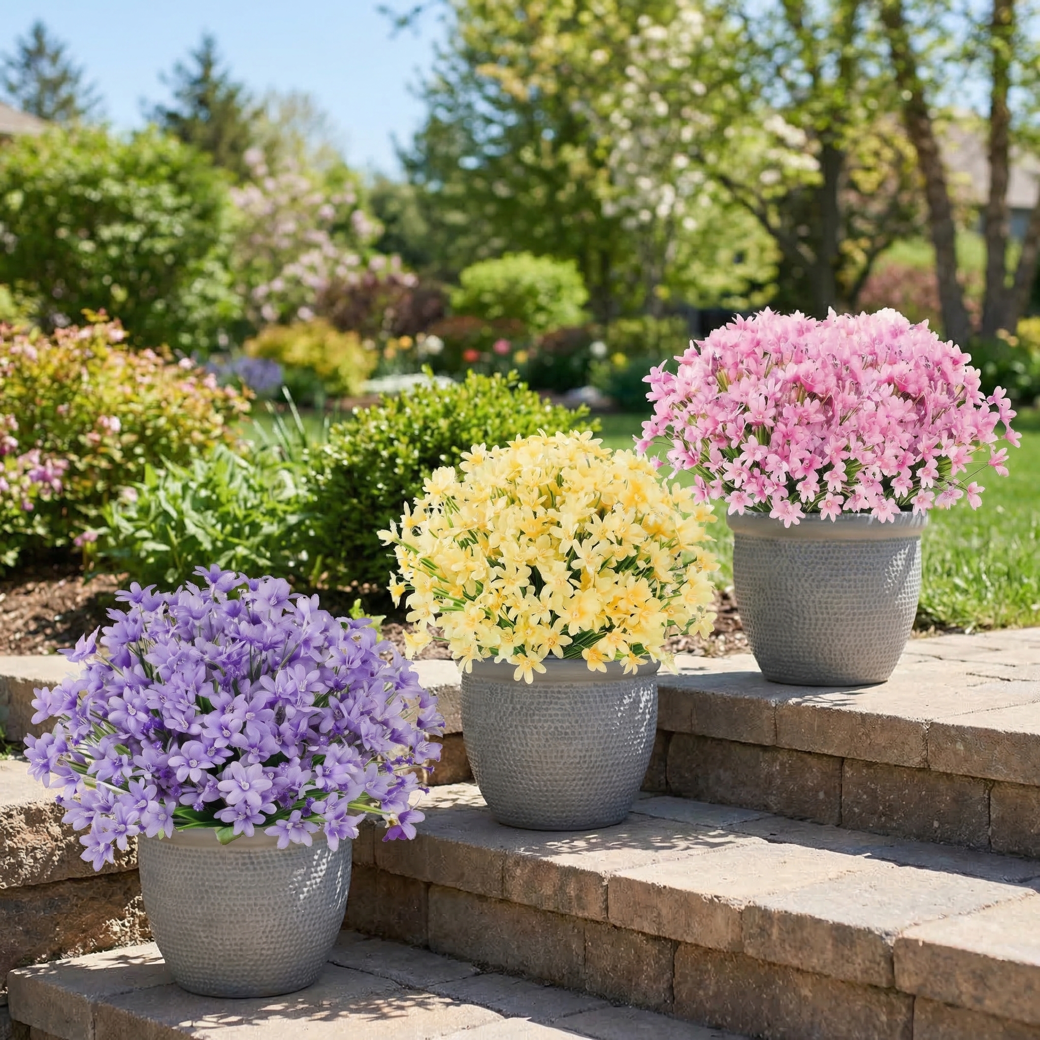 Bring instant spring charm to your space with these beautifully crafted artificial daffodil bouquets. Designed with vibrant colors and delicate petal details, each bundle looks incredibly real—without the need for watering or maintenance.  Whether placed 