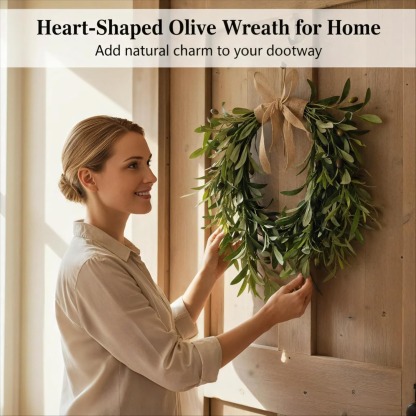 22" Heart Shaped Artificial Olive Leaf & Fruit Wreath