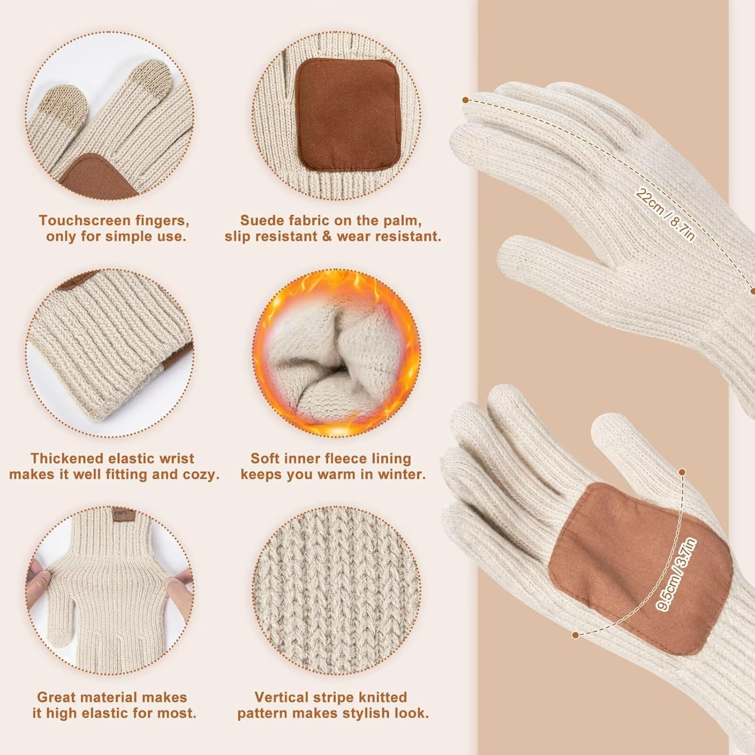 Winter Beanie Hat Scarf Gloves Set