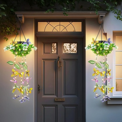 Artificial Butterfly & Flower Solar Powered Hanging Garden Lights