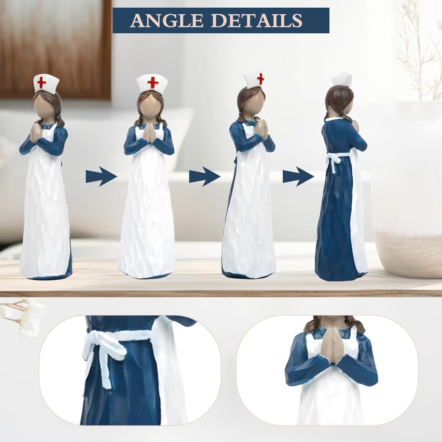 Hand-Painted Resin Angel Nurse Statue – Inspirational Nurse Figurine for Appreciation, Care & Hope