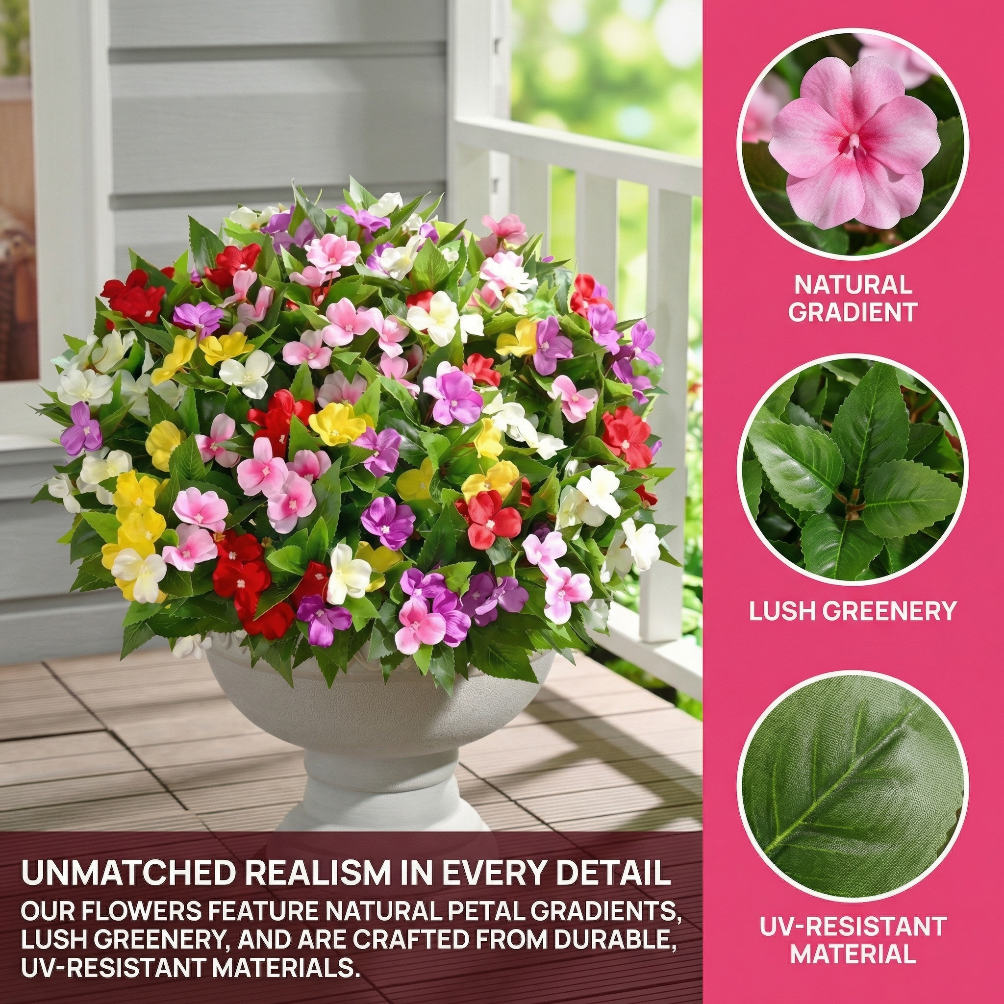 5 PCS UV-Resistant Artificial Flowers Suitable for Outdoors