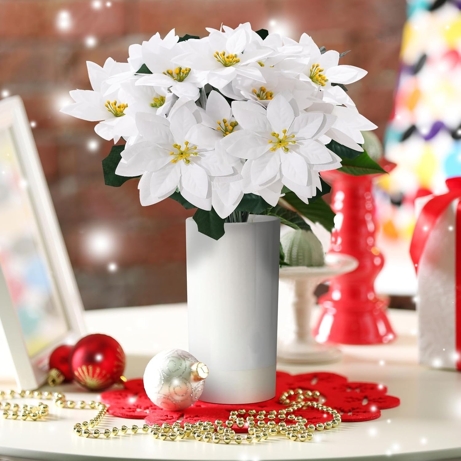 🎄Early Christmas Sale🔥4 Pack Poinsettias Artificial Christmas Flowers