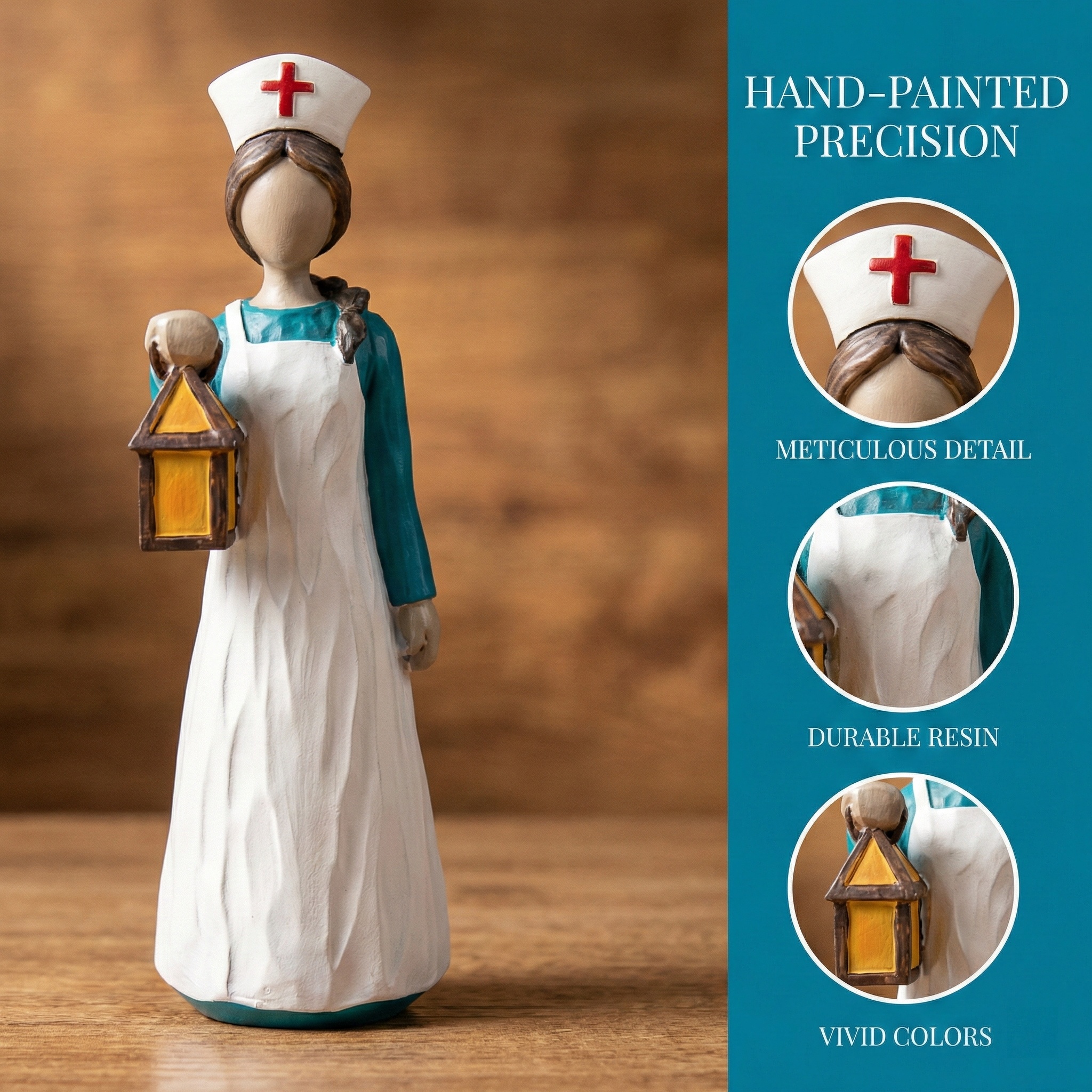 Hand-Painted Resin Angel Nurse Statue – Inspirational Nurse Figurine for Appreciation, Care & Hope