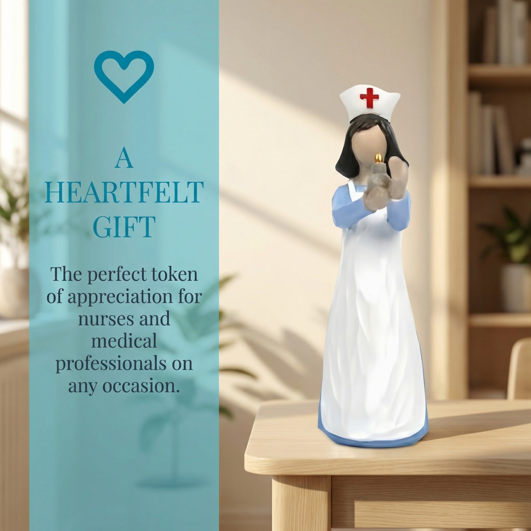 Hand-Painted Resin Angel Nurse Statue – Inspirational Nurse Figurine for Appreciation, Care & Hope