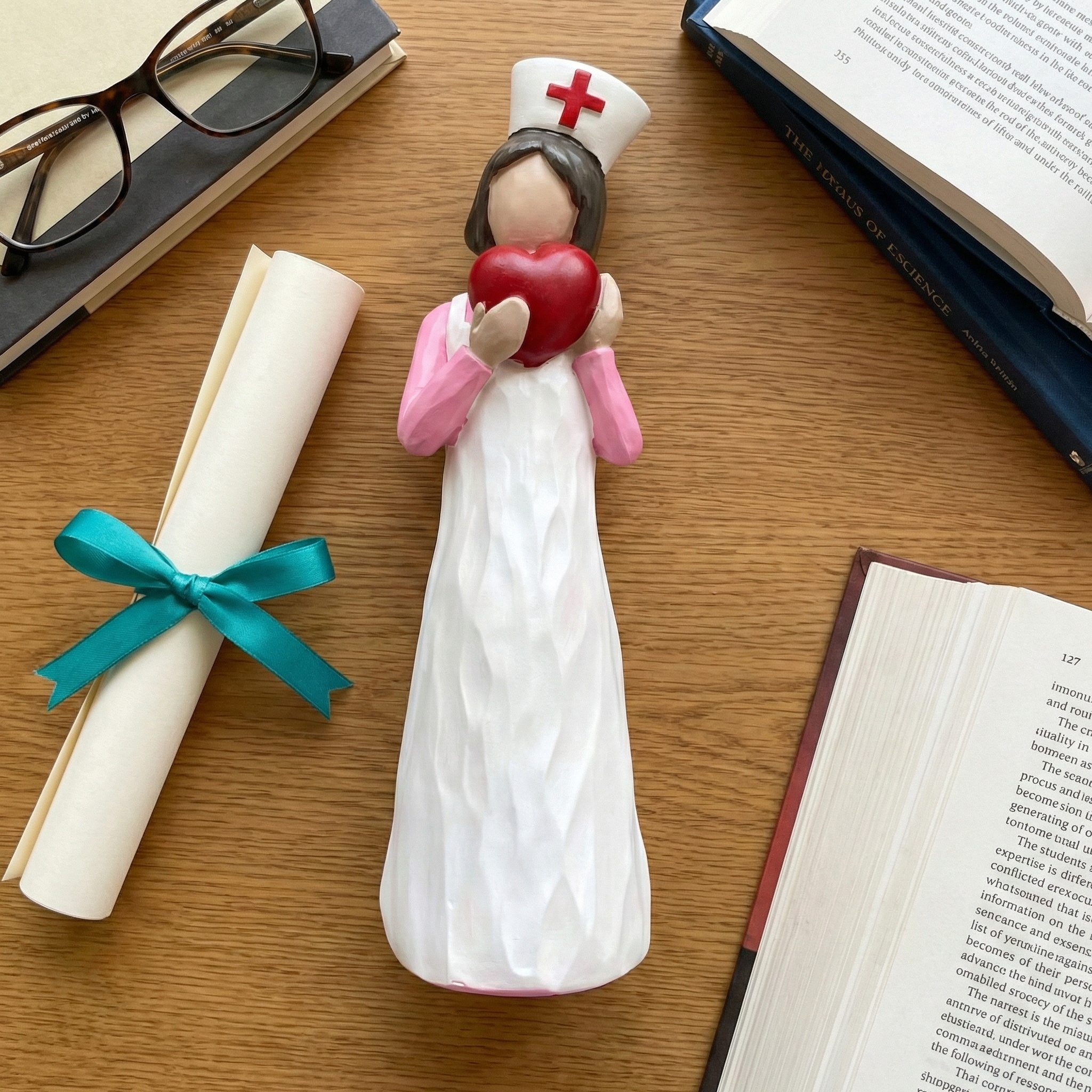 Hand-Painted Resin Angel Nurse Statue – Inspirational Nurse Figurine for Appreciation, Care & Hope