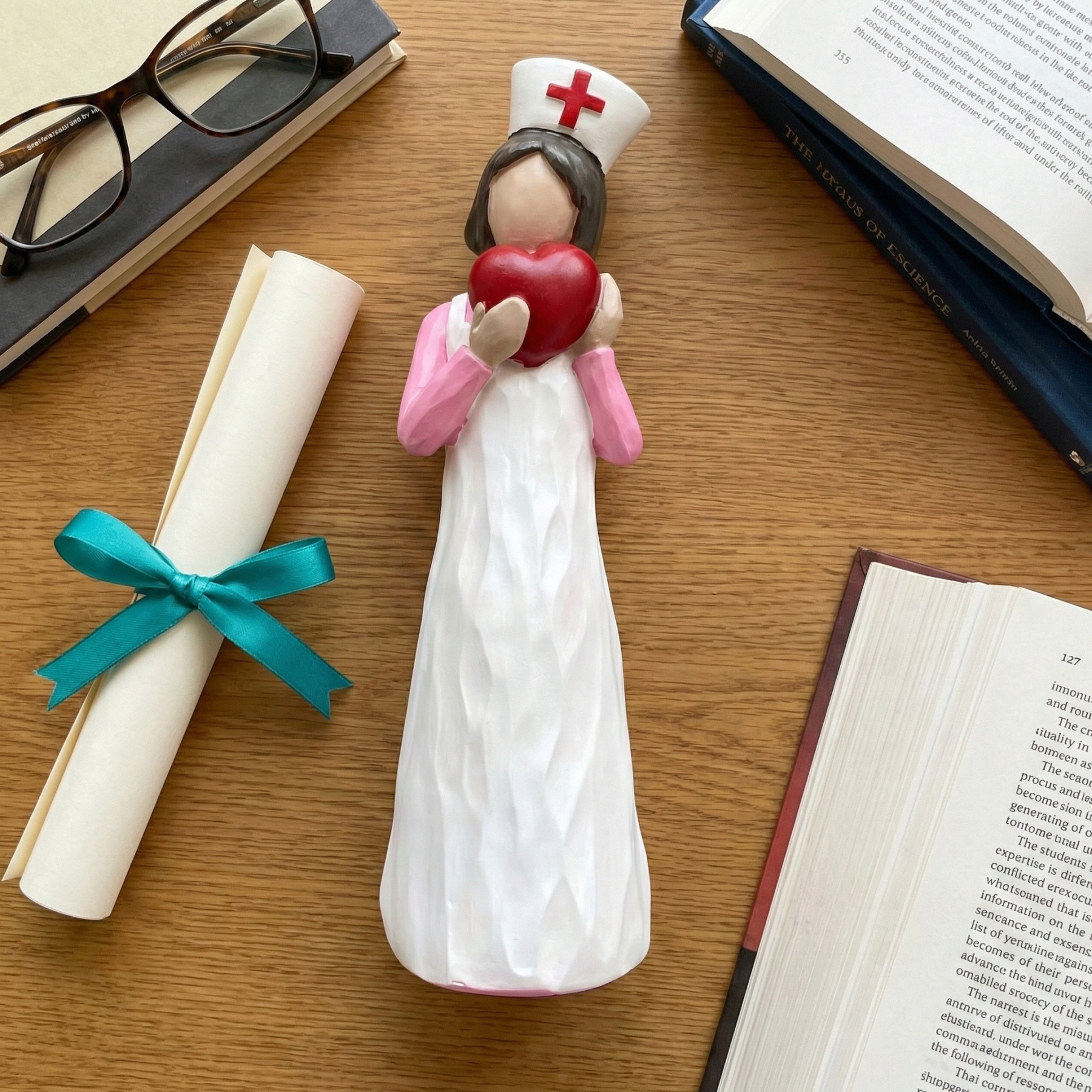 Hand-Painted Resin Angel Nurse Statue – Inspirational Nurse Figurine for Appreciation, Care & Hope