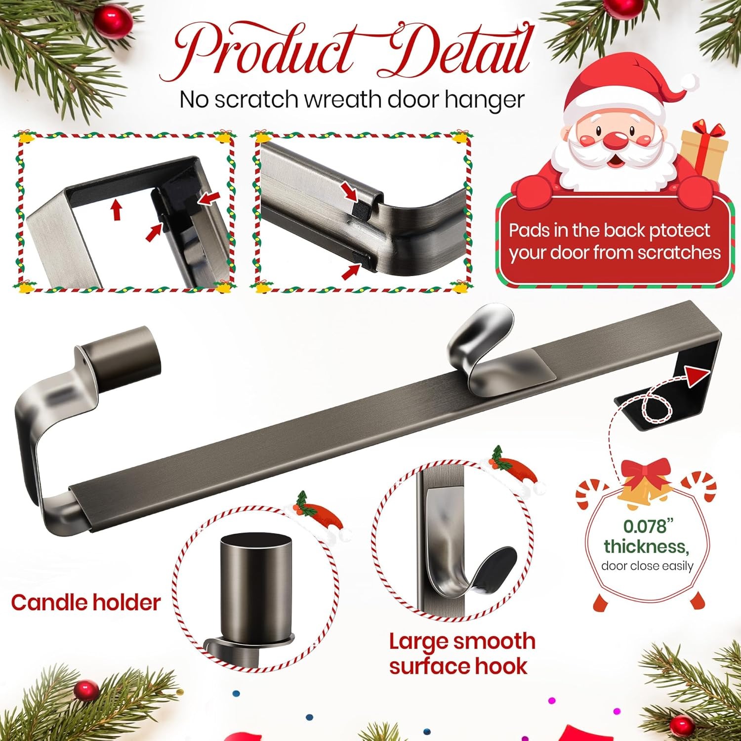 🎄2025 Christmas On Sale✨ Christmas Wreath Hangers for Front Door with Candle Holder