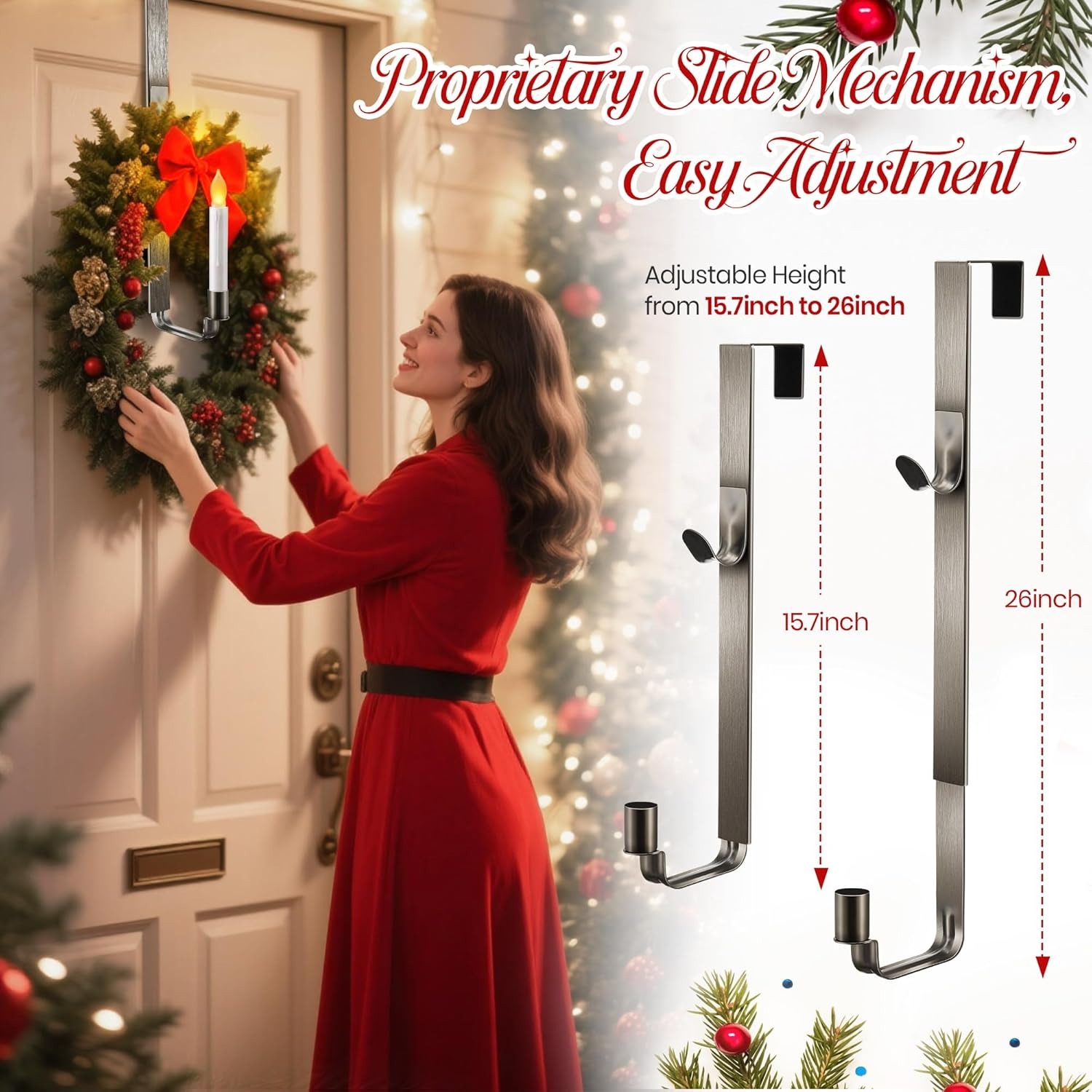 🎄2025 Christmas On Sale✨ Christmas Wreath Hangers for Front Door with Candle Holder