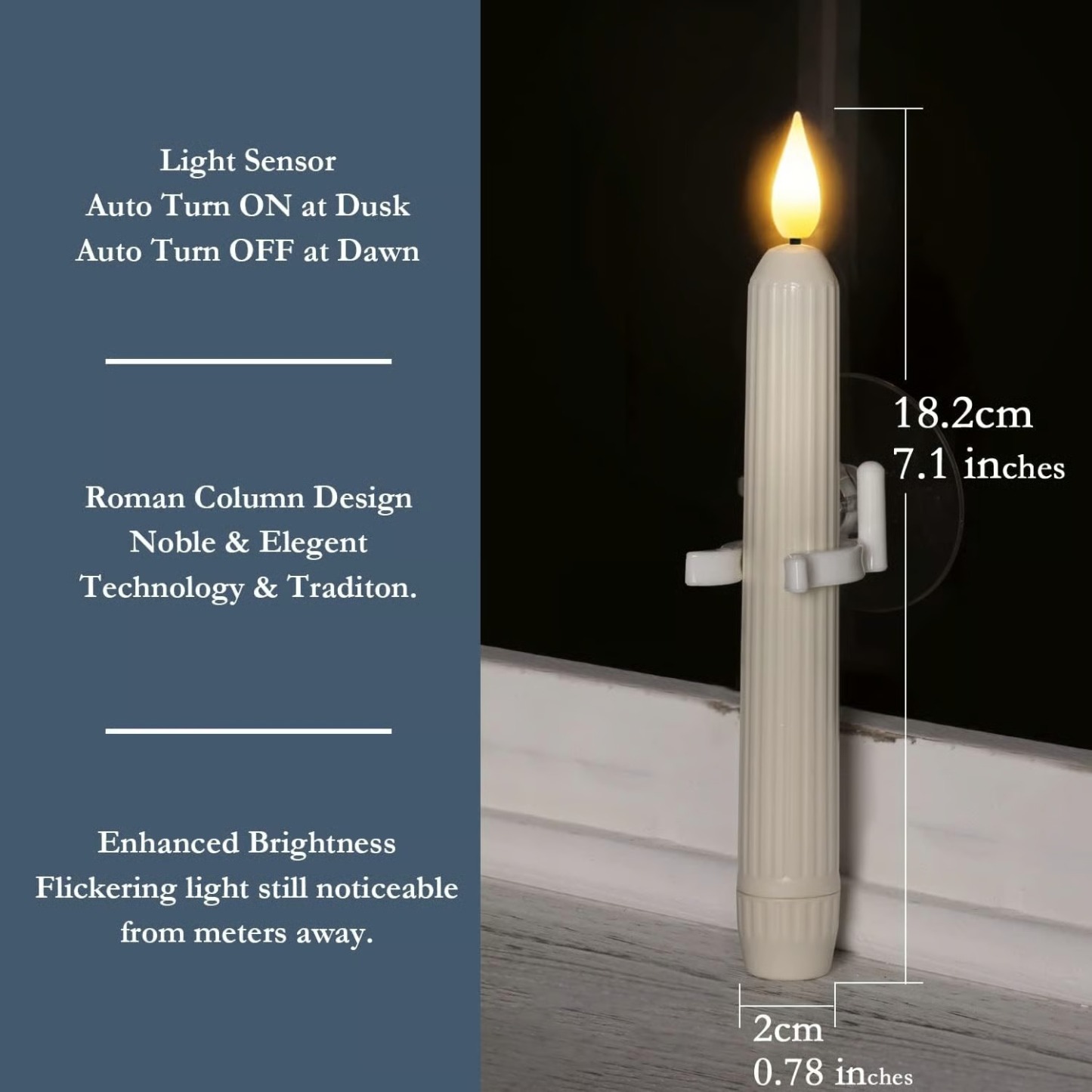 🎄Early Christmas Sale🔥6 PCS Window Flameless Led Taper Candles with Sensor Dusk to Dawn