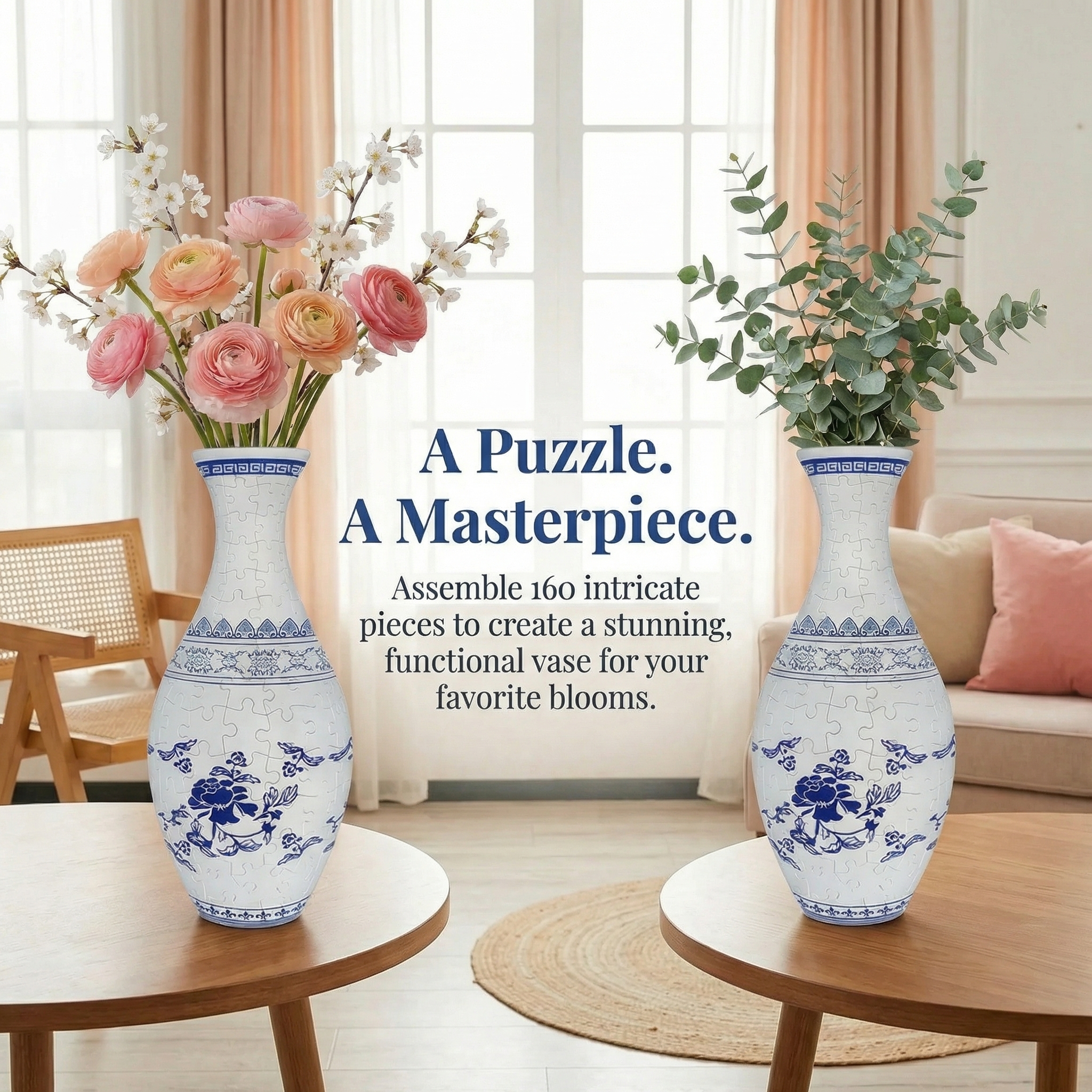 3D Blooming Flowers Puzzle Vase – DIY Decorative Waterproof Vase for Real Flowers