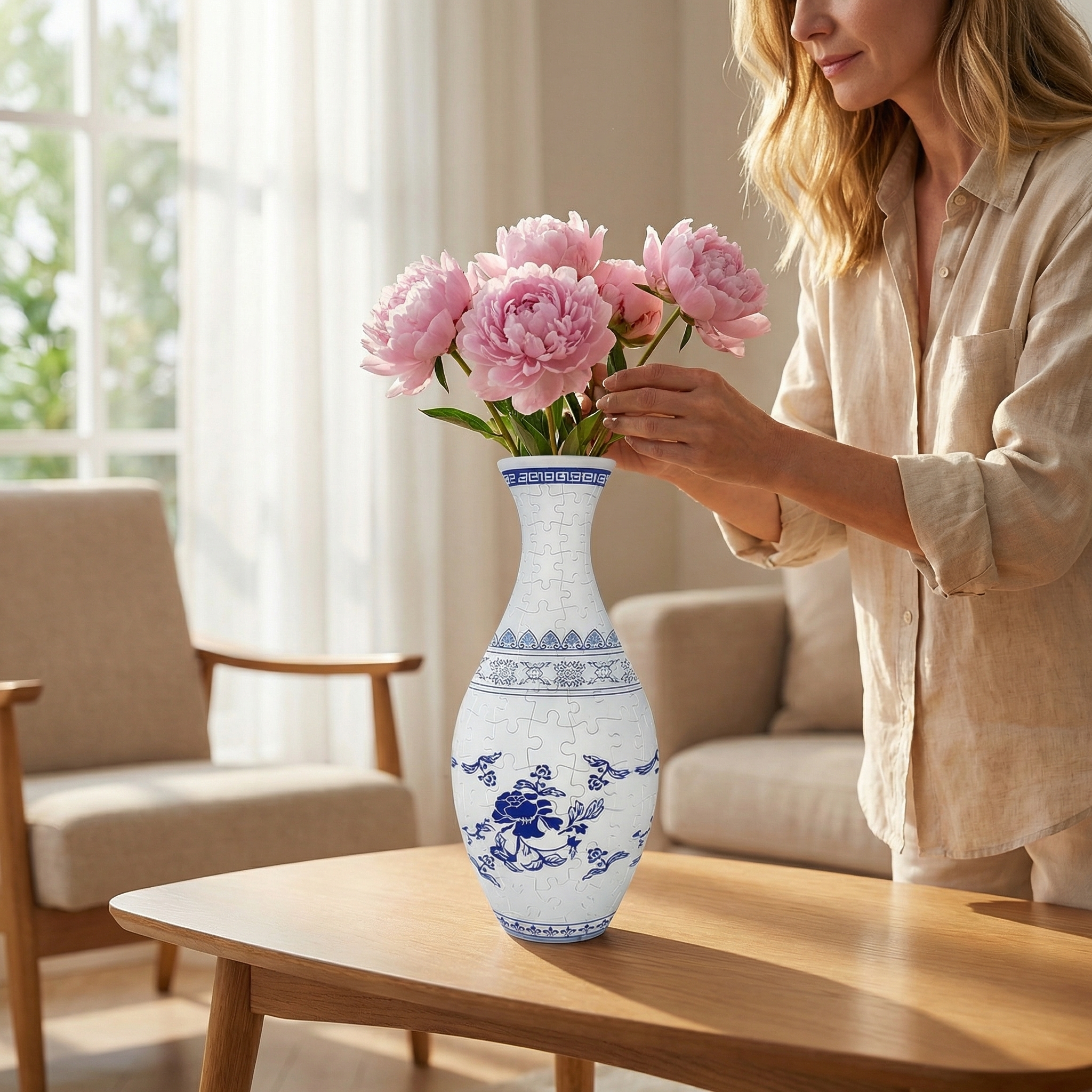 3D Blooming Flowers Puzzle Vase – DIY Decorative Waterproof Vase for Real Flowers