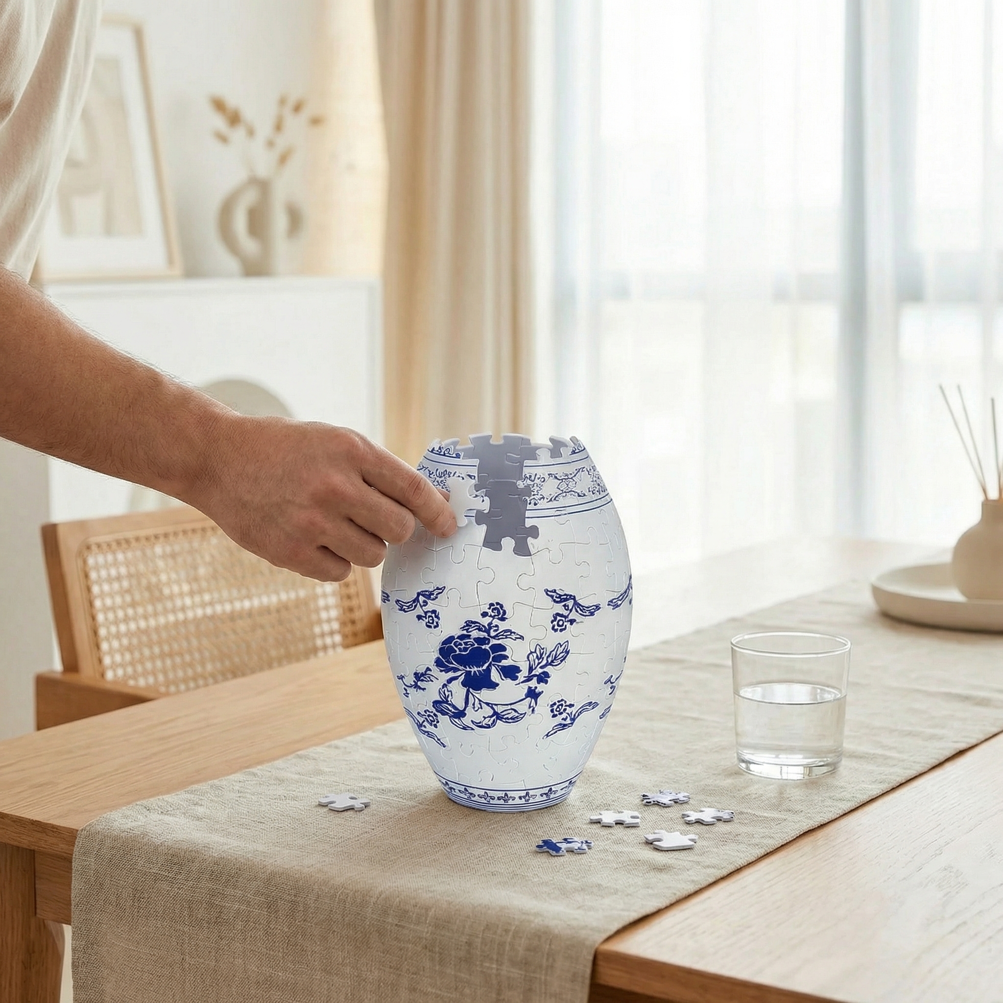 3D Blooming Flowers Puzzle Vase – DIY Decorative Waterproof Vase for Real Flowers