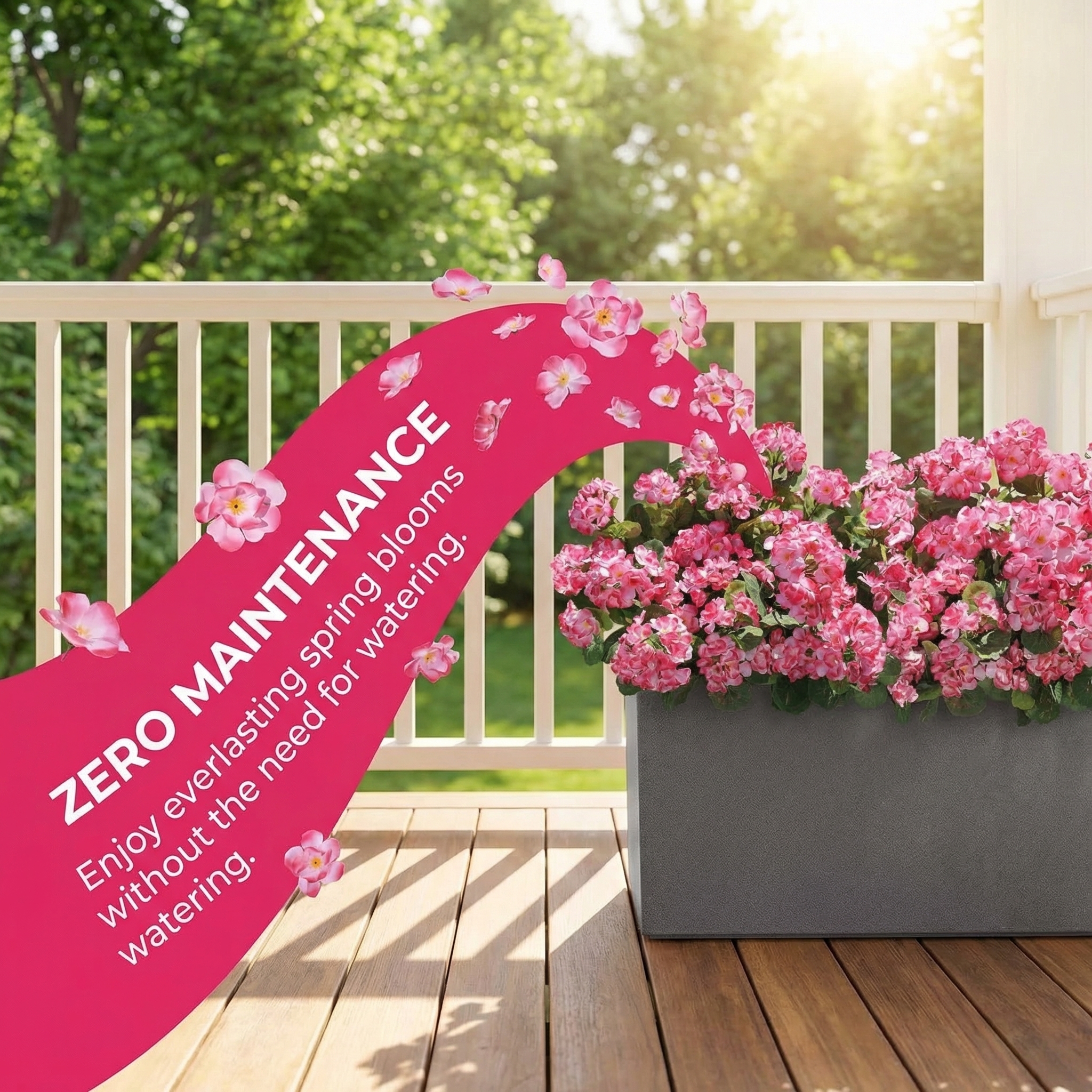 6 Bundles Artificial Pink Geranium Flowers – UV Resistant Faux Outdoor Plants for Porch, Patio Planters & Garden Decor