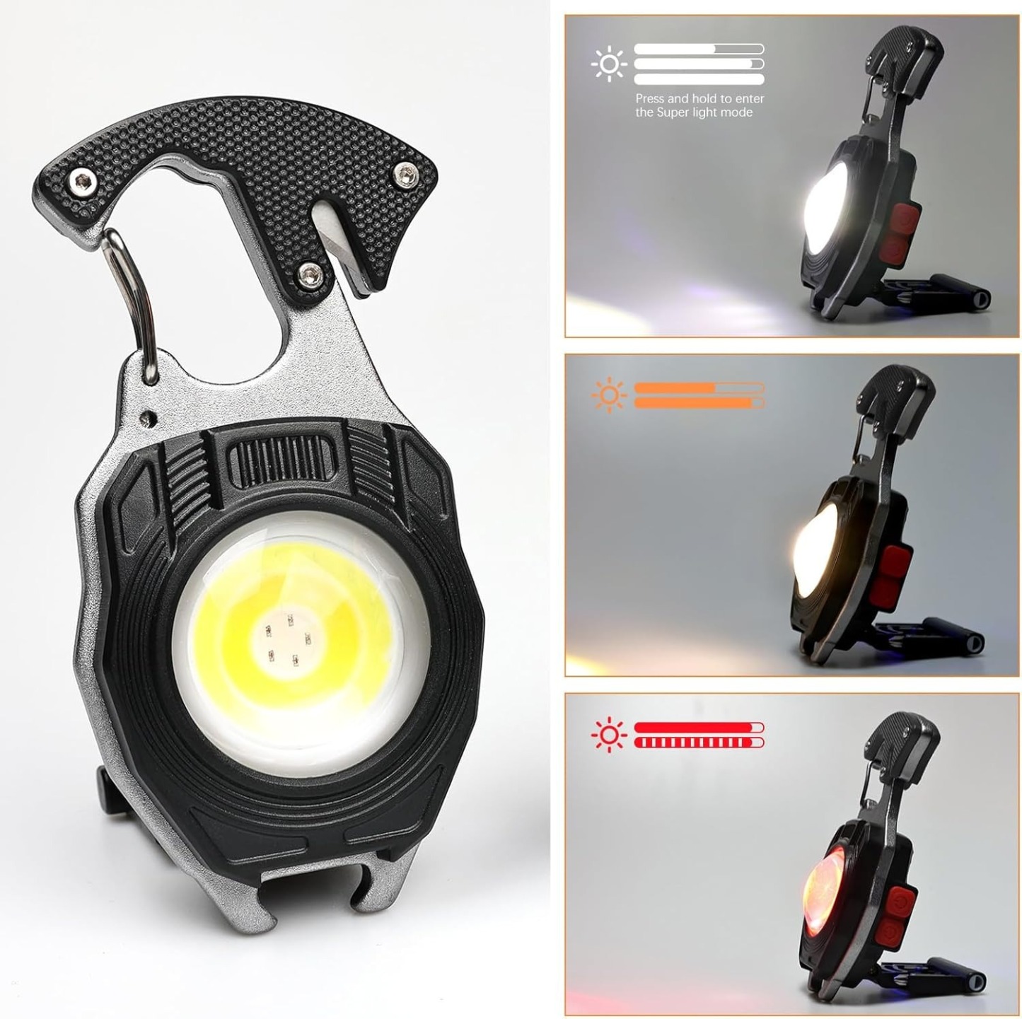 Keychain Flashlight Rechargeable Cob Keychain Work Light