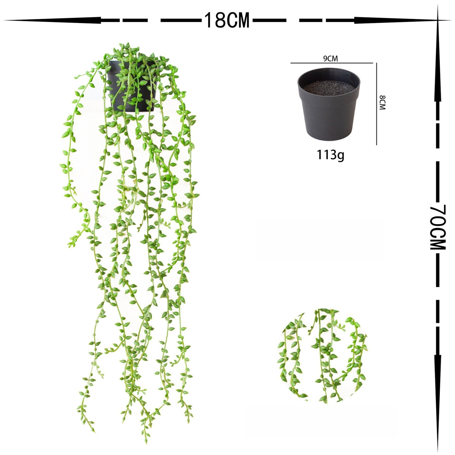 Lifelike Faux Hanging Vine Plant with Pot