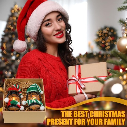 🎄Early Christmas Sale⛄4 PCS Mini Snowman Lantern with Hats and Scarves