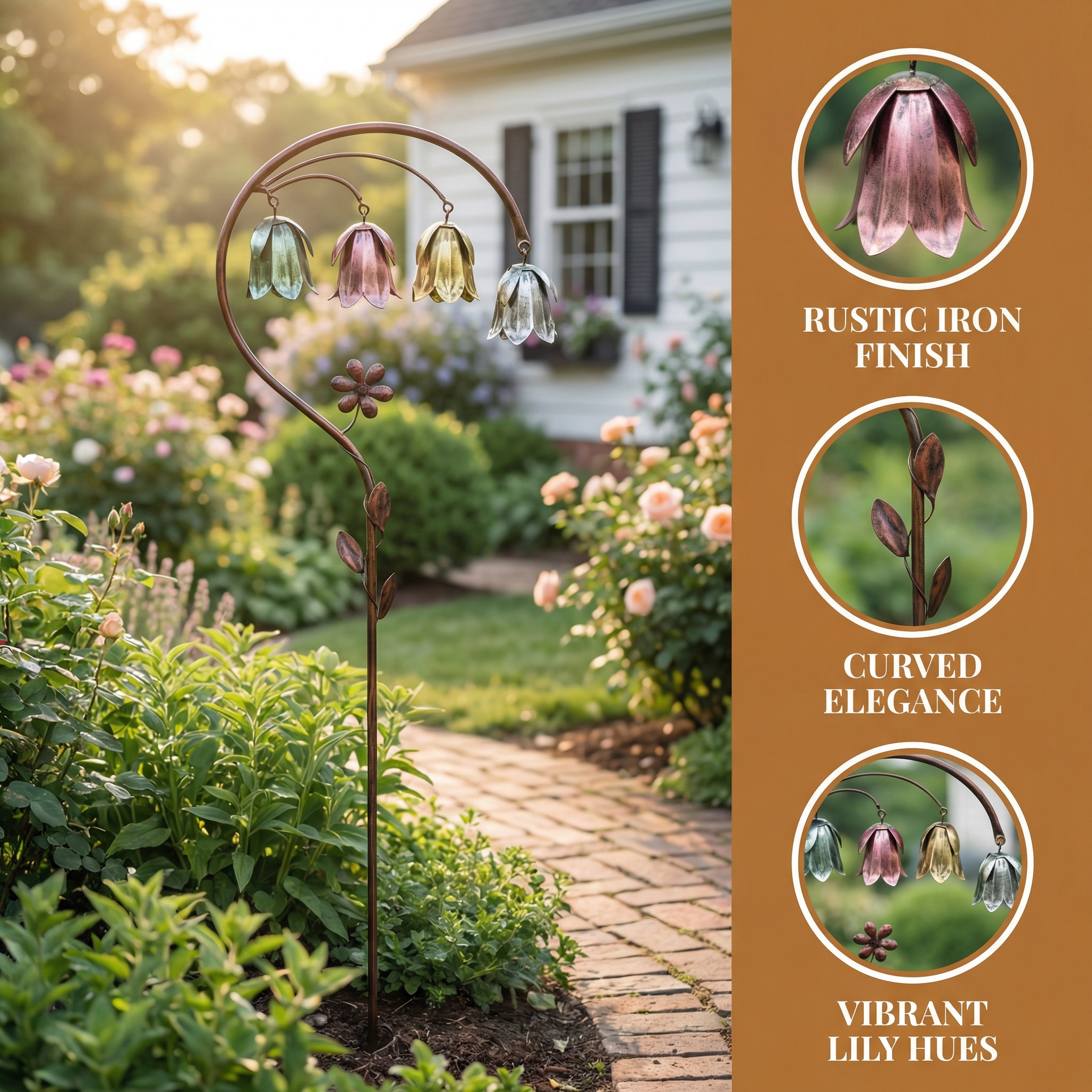 4 Color Metal Lily of the Valley Garden Stake