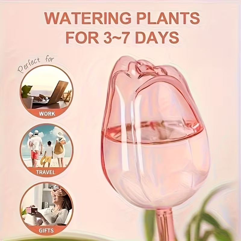 Tulip-Shaped Plant Watering Globes with Narrow Nozzle Slow-Drip Design