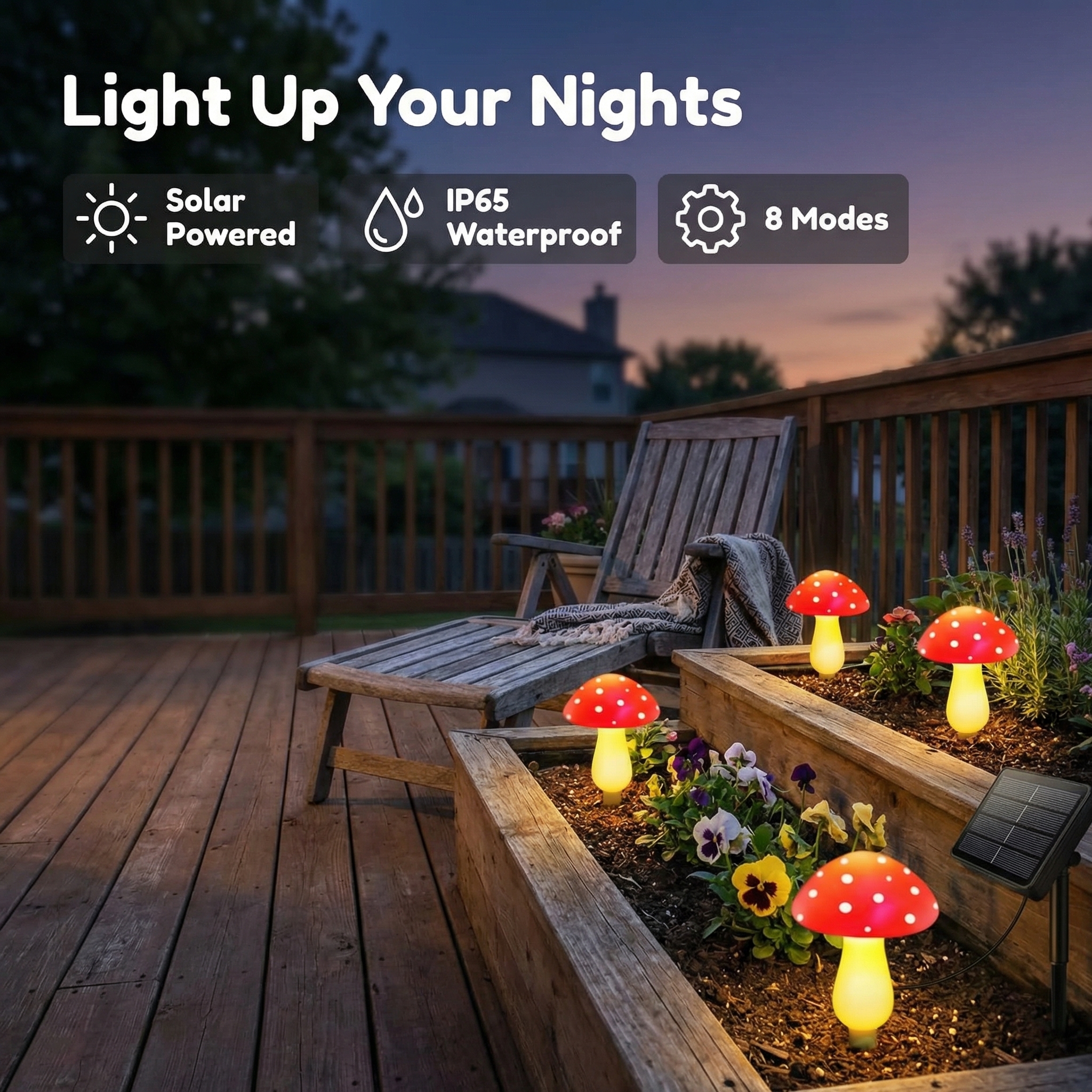 Red Mushroom Solar Lights for Outdoor Garden Decor