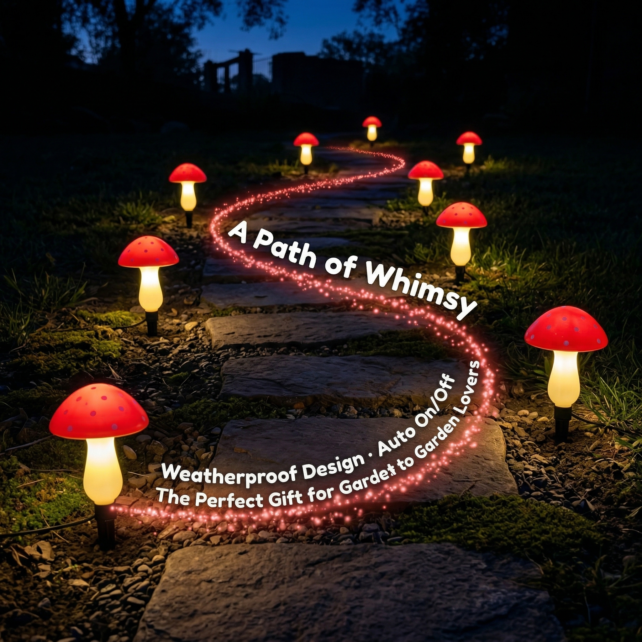 Red Mushroom Solar Lights for Outdoor Garden Decor