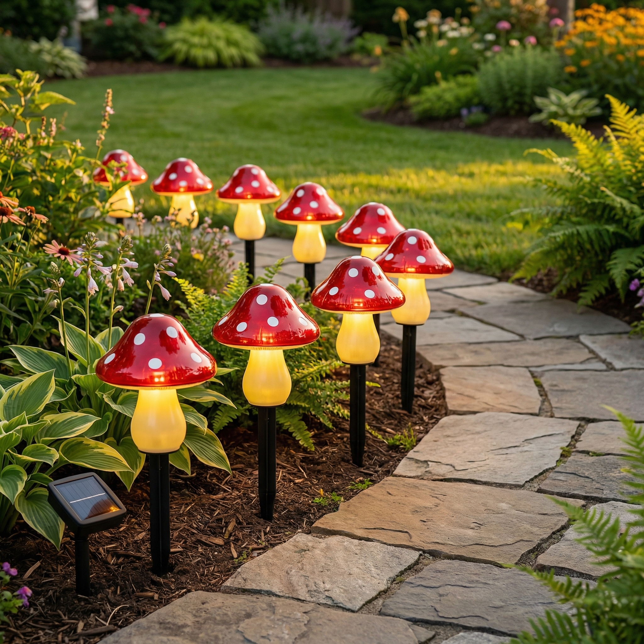 Red Mushroom Solar Lights for Outdoor Garden Decor
