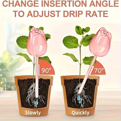 Tulip-Shaped Plant Watering Globes with Narrow Nozzle Slow-Drip Design