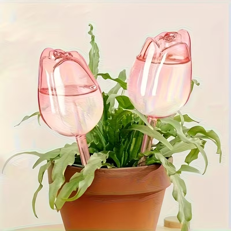 Tulip-Shaped Plant Watering Globes with Narrow Nozzle Slow-Drip Design