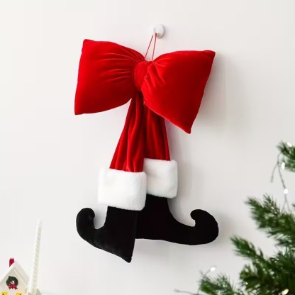 Christmas Bow Ornament with Black Feet
