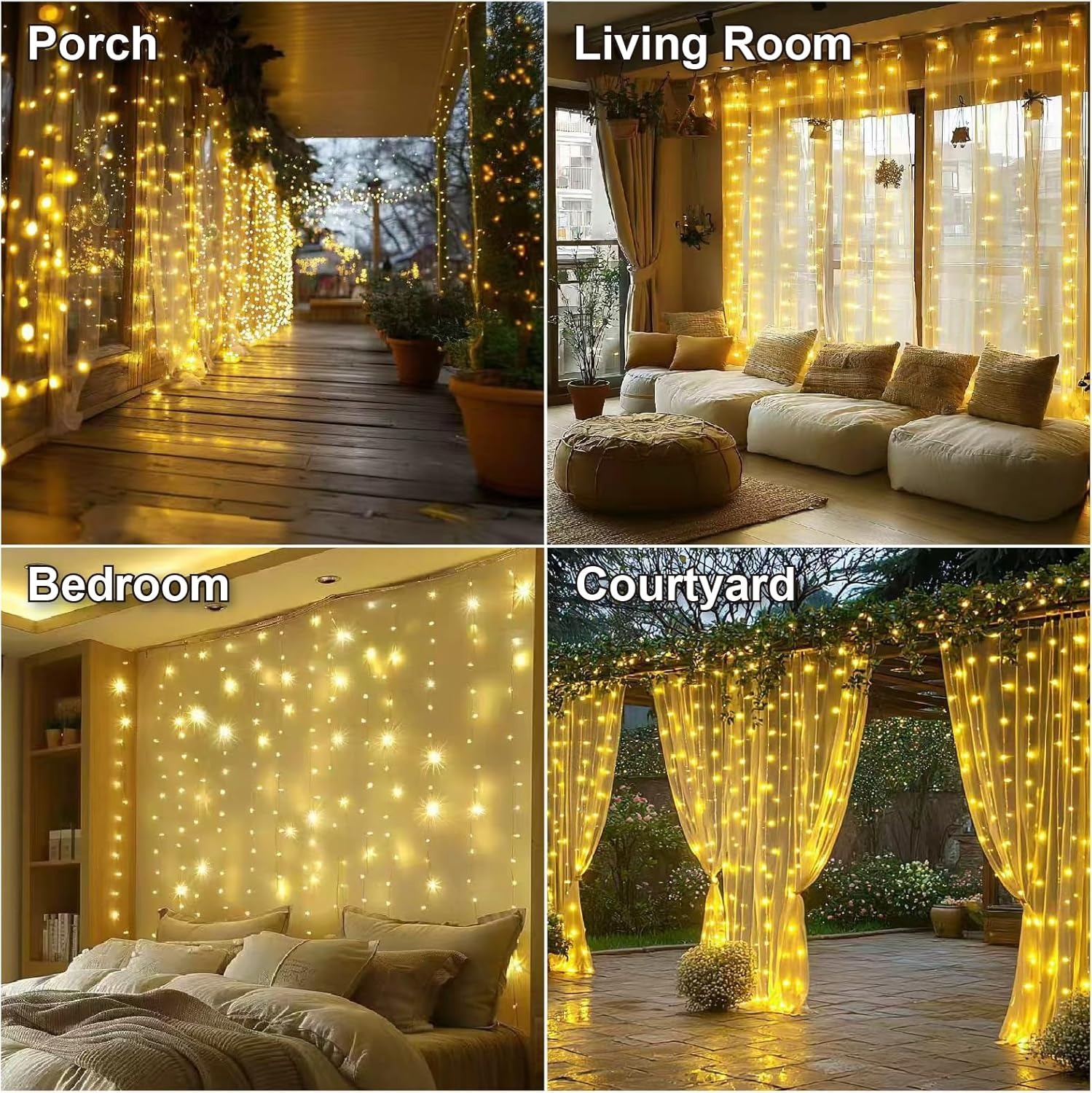 🎄Early Christmas Sale🔥Fairy String Hanging  Curtain Lights with Remote