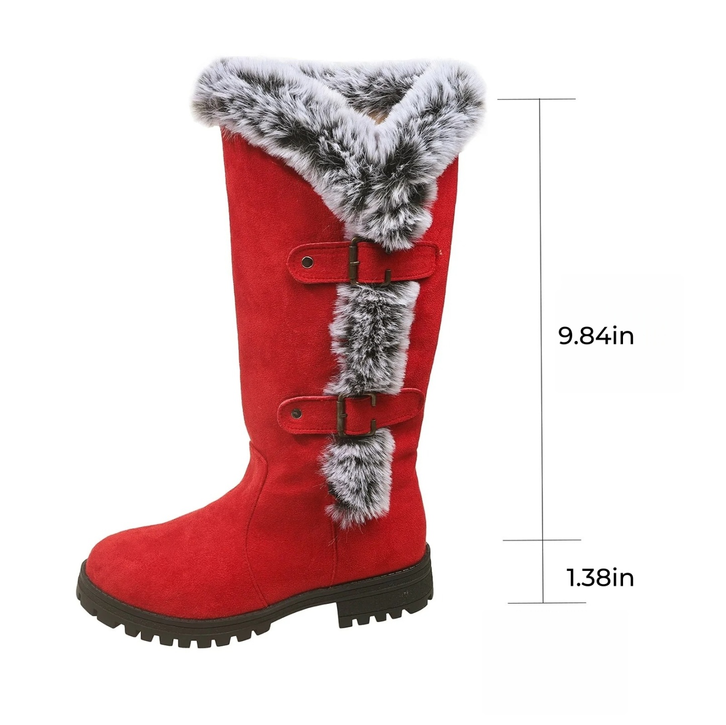 ⚡Flash Sale⚡Women's Plush Winter Boots with Thick Platform Sole & Buckle Closure