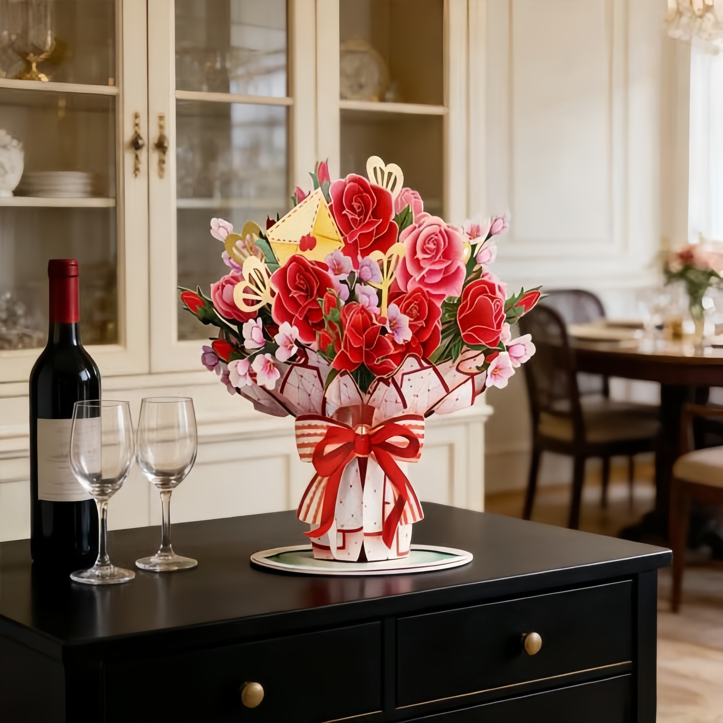 Forever-Blooming 3D Flower Pop-Up Card– Personalized Love Message & Everlasting Bloom 