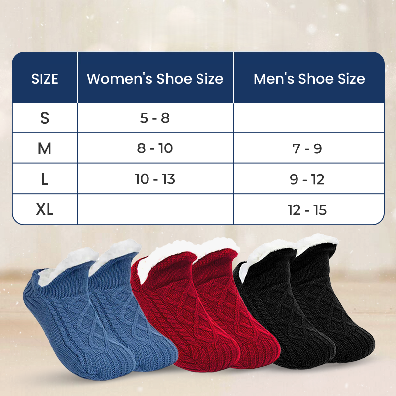 Fleece-Lined Non-Slip Thermal Slippers Socks