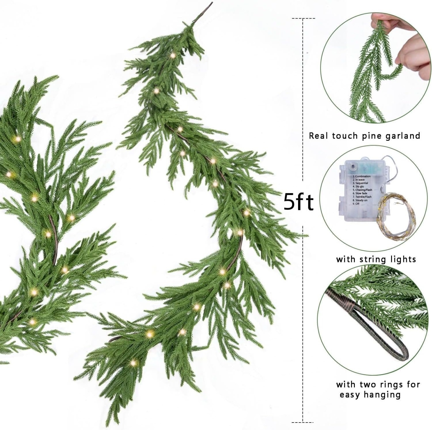 🎄Early Christmas Sale🔥Pre-Lit Artificial Norfolk Pine Garland 
