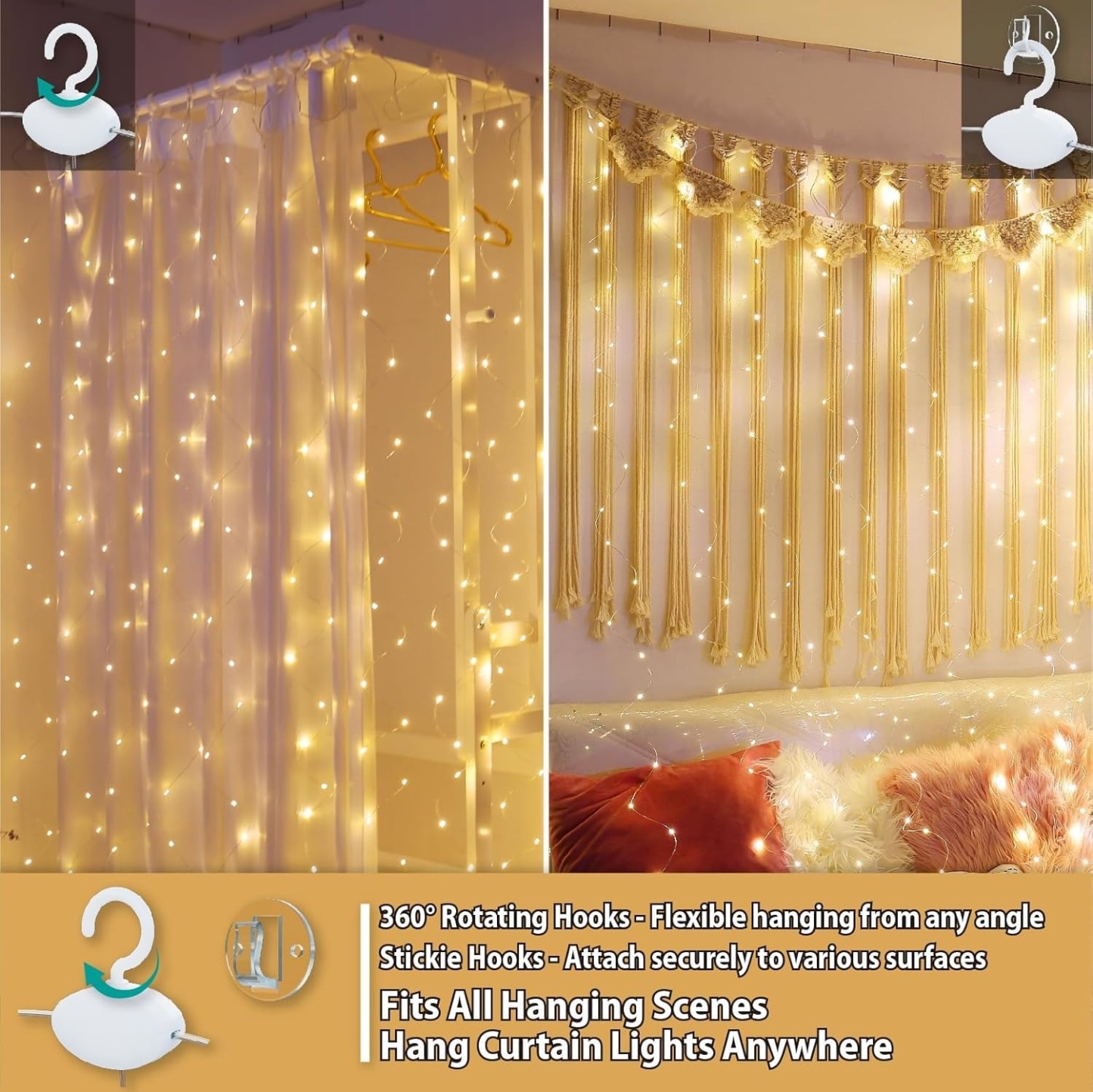 🎄Early Christmas Sale🔥Fairy String Hanging  Curtain Lights with Remote