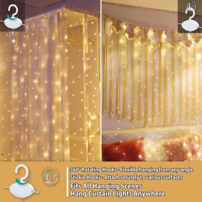 🎄Early Christmas Sale🔥Fairy String Hanging  Curtain Lights with Remote