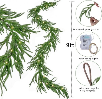 🎄Early Christmas Sale🔥Pre-Lit Artificial Norfolk Pine Garland 