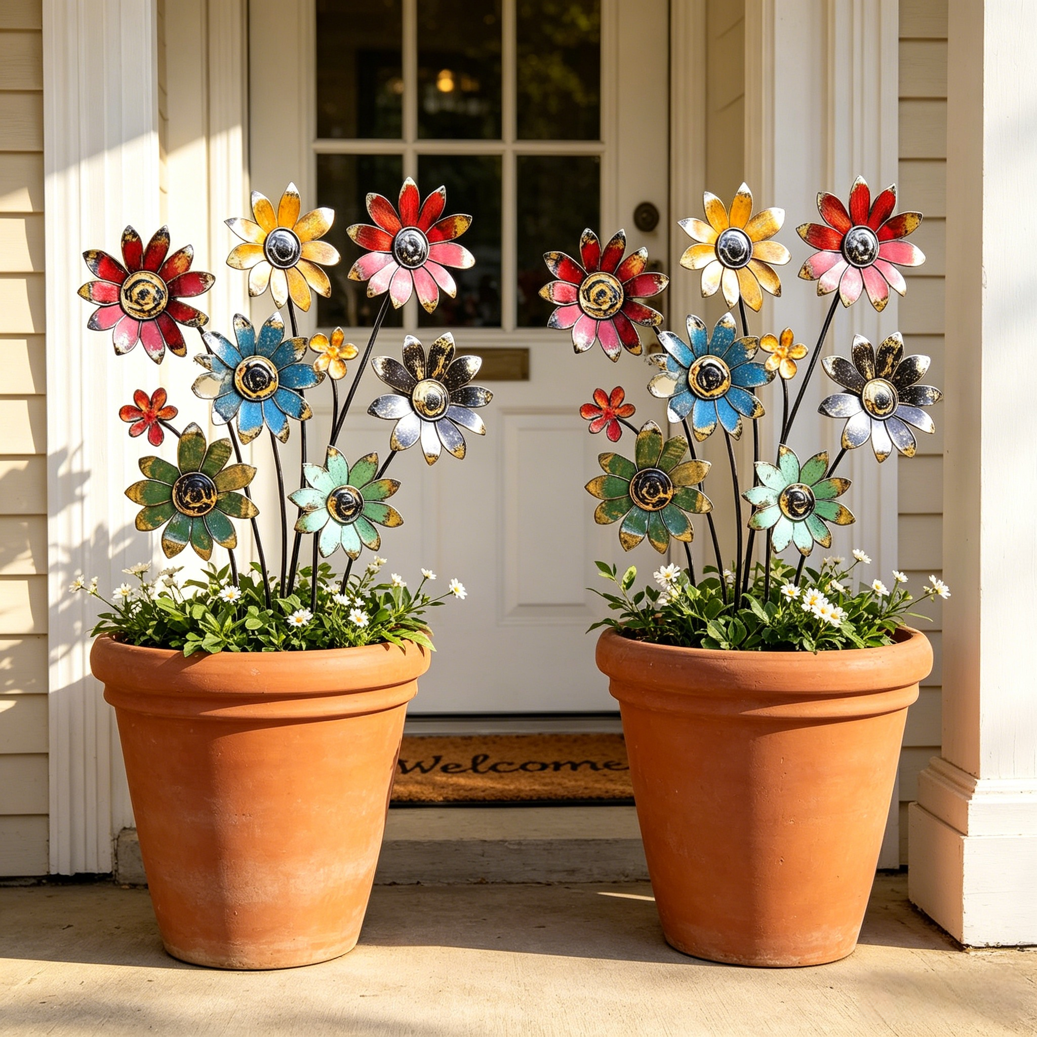 Rustic Bloom Metal Flower Garden Stake