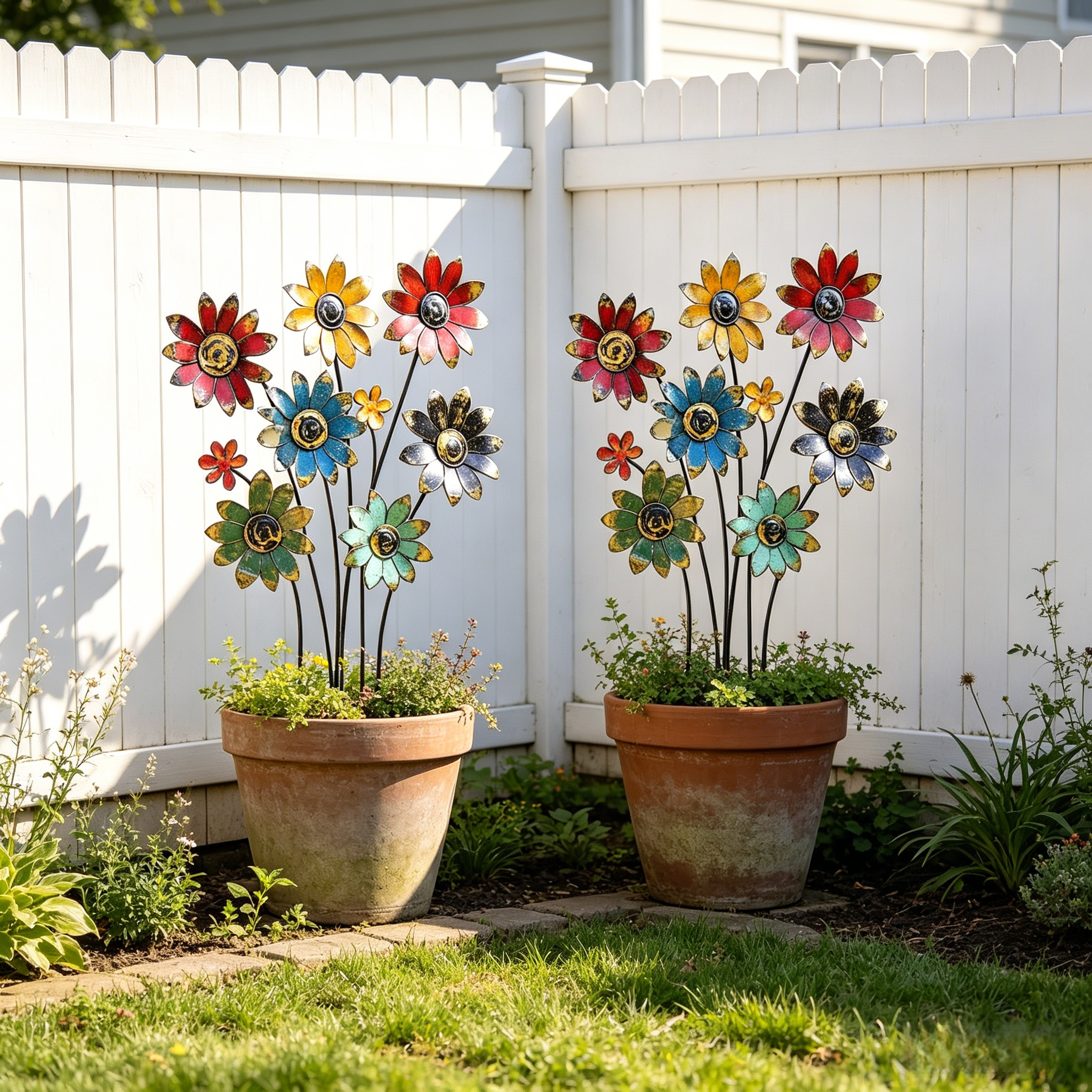 Rustic Bloom Metal Flower Garden Stake