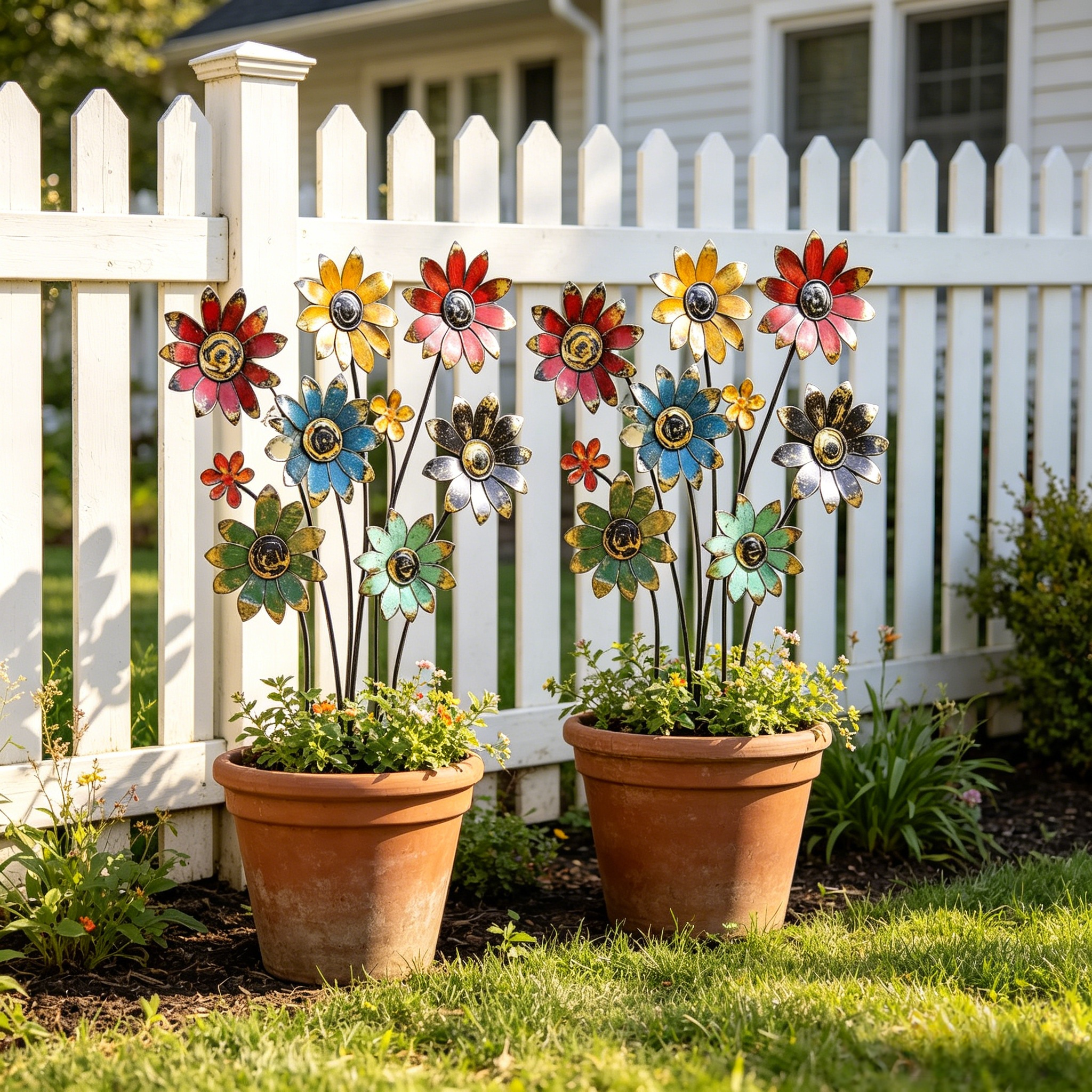 Rustic Bloom Metal Flower Garden Stake